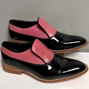 Pierre Hardy Designer Leather Loafers Size 8 Black Pink